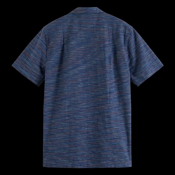 NEW SCOTCH & SODA Linen Blend Spaced Out Horizontal Striped Shirt Navy 267mn - Picture 4 of 5